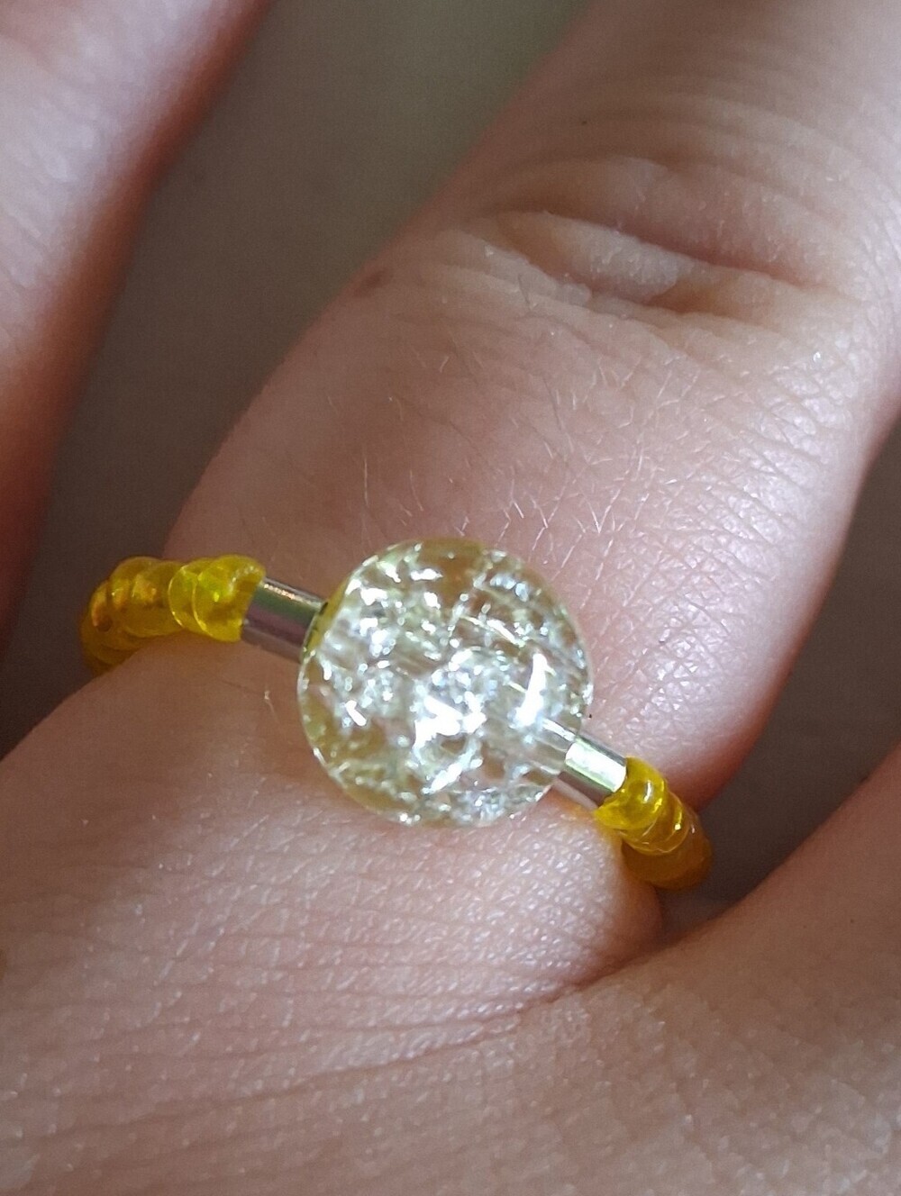 5/$25 Yellow Beaded Glass Accent Ring - Women's Jewelry 6,7,8
